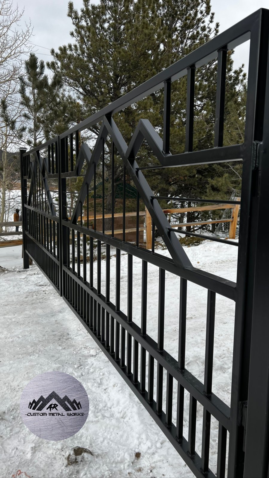 Mountain-inspired custom steel gate by AR Custom Metal Works