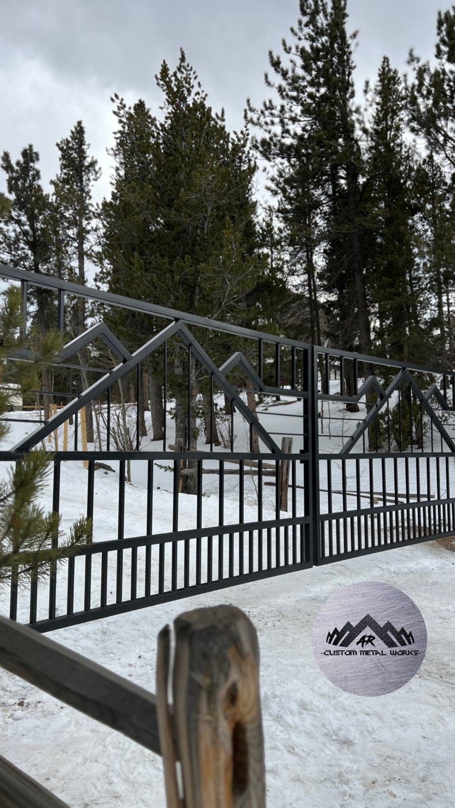 Mountain design steel gate detail by AR Custom Metal Works