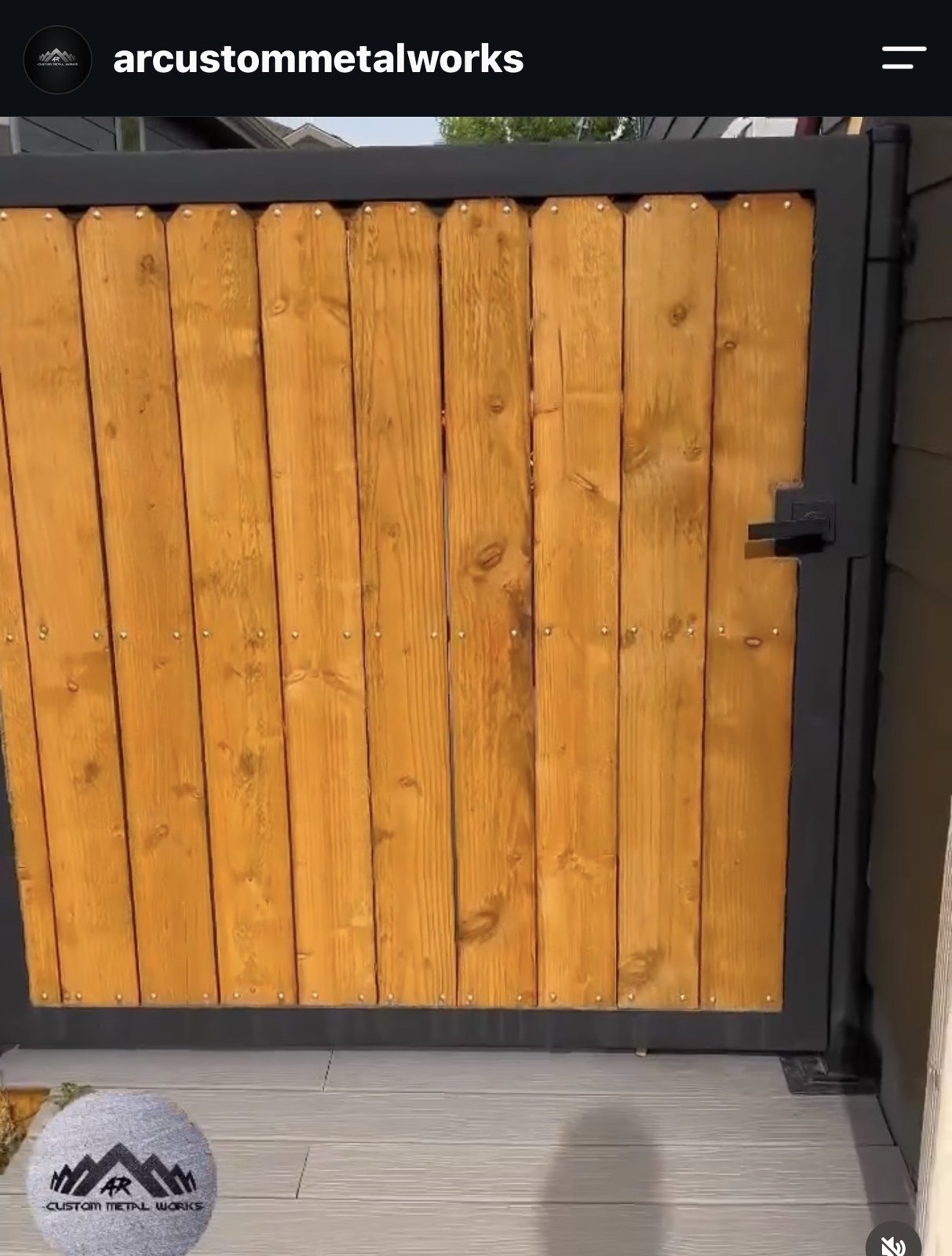 Wood-infill gate with custom steel frame by AR Custom Metal Works